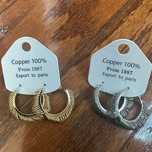 Gold and Silver Hoop Earrings Non Tarnish 2 Pairs